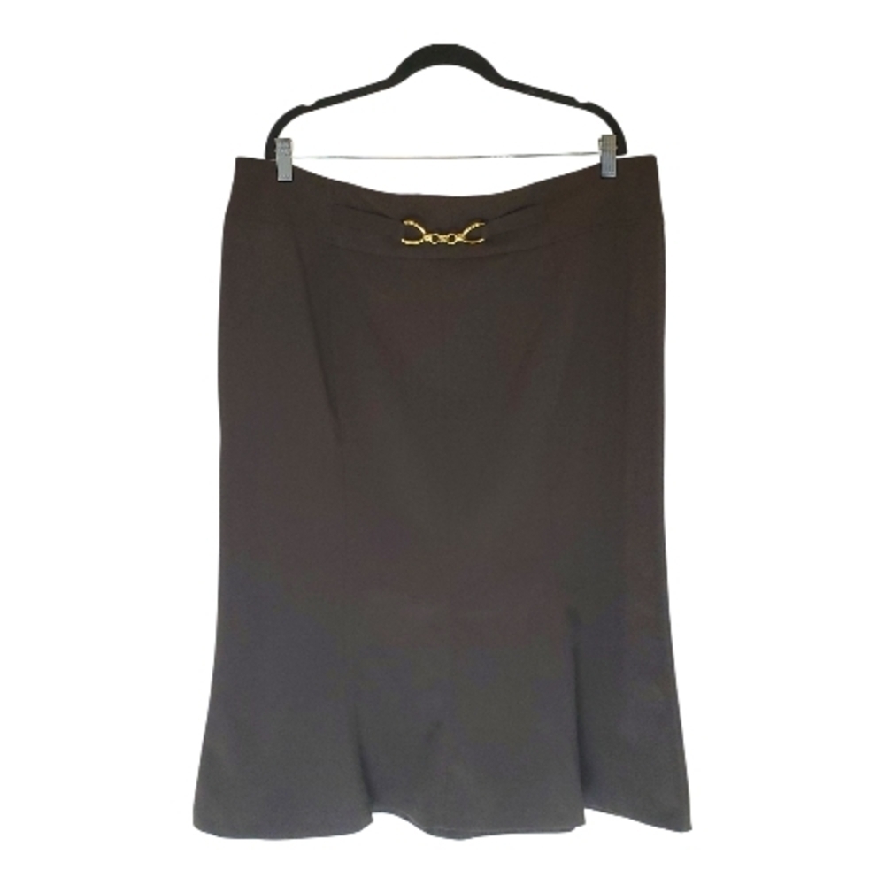🌼Dress Barn Brown Pencil Skirt with Gold Detail Size 18W - Picture 2 of 3